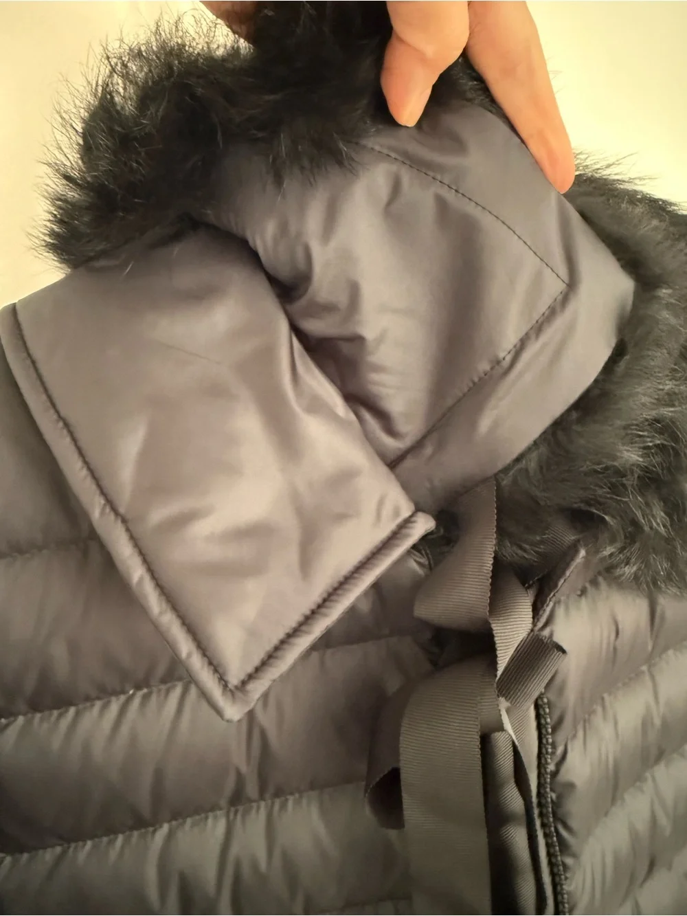 Coach Black Quilted Puffer Jacket with Faux Fur Trim